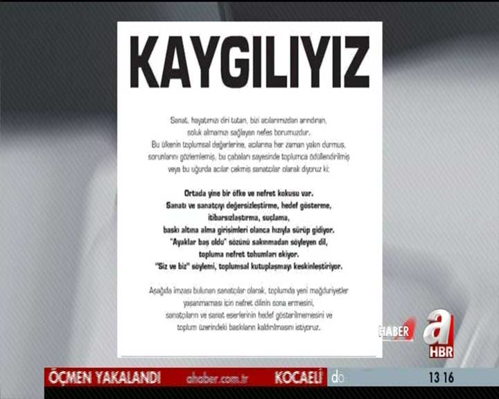 100 sanatçıdan gazetelere Gezi ilanı