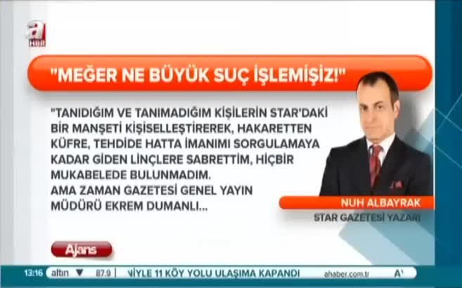 Nuh Albayrak'tan Ekrem Dumanlı'ya yanıt