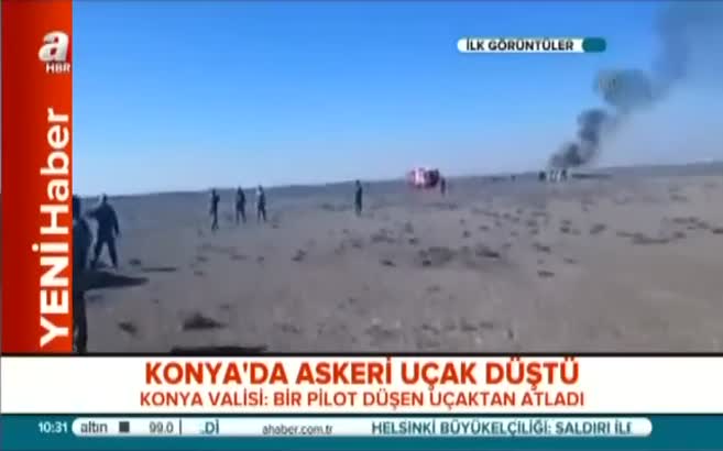 Konya'da askeri uçak düştü