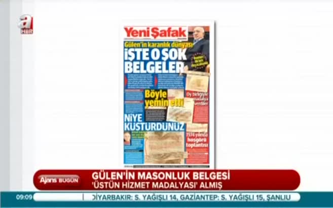 Fetullah Gülen'in masonluk belgesi