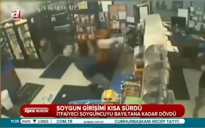 Soyguncuya itfaiyeci şoku!