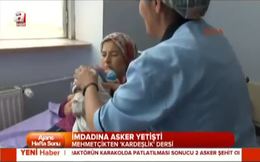 Hamile kadını asker kurtardı