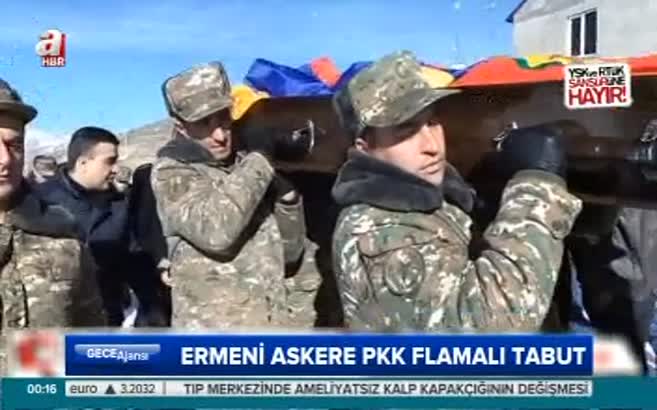 Ermeni askere PKK flamalı tabut!