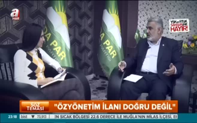 HÜDA PAR Başkanı Yapıcıoğlu: Özyönetim ilanı doğru değil