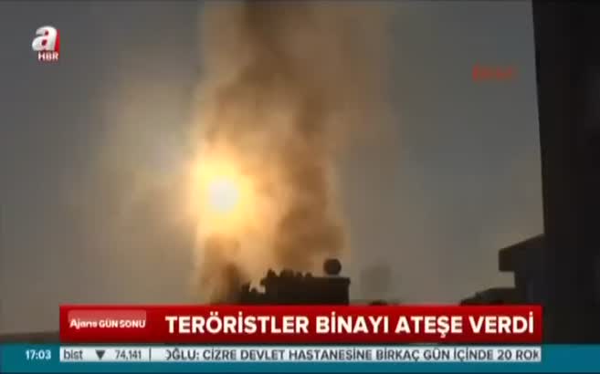 Teröristeler hedef şaşırtmak için binayı ateşe verdi