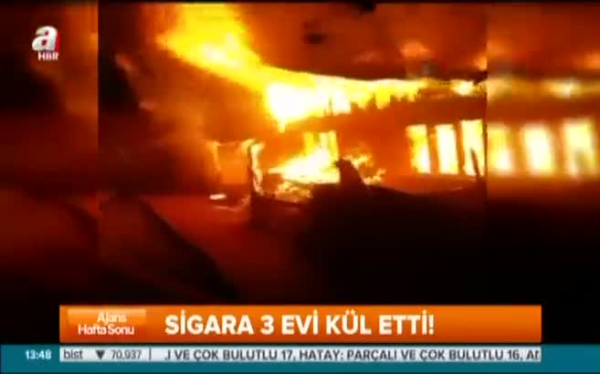 Bolu'da sigara 3 evi kül etti