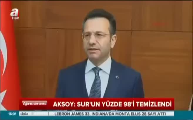 Aksoy: Sur'un yüzde 98'i temizlendi