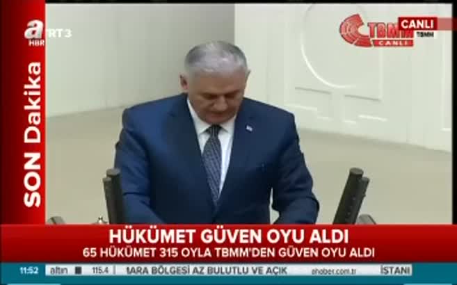 Yıldırım başkanlığındaki 65. Hükümet güvenoyu aldı