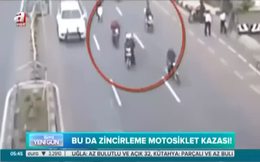 Zincirleme motor kazası kamerada!