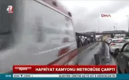 Metrobüs yolunda kamyon dehşeti!