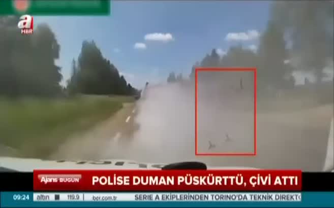 Polise duman püskürttü, çivi attı