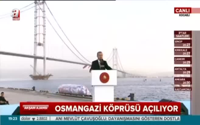 Cumhurbaşkanı Erdoğan Osmangazi Köprüsü açılışında konuştu