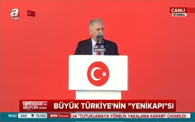 Başbakan Yıldırım Yenikapı'da konuştu