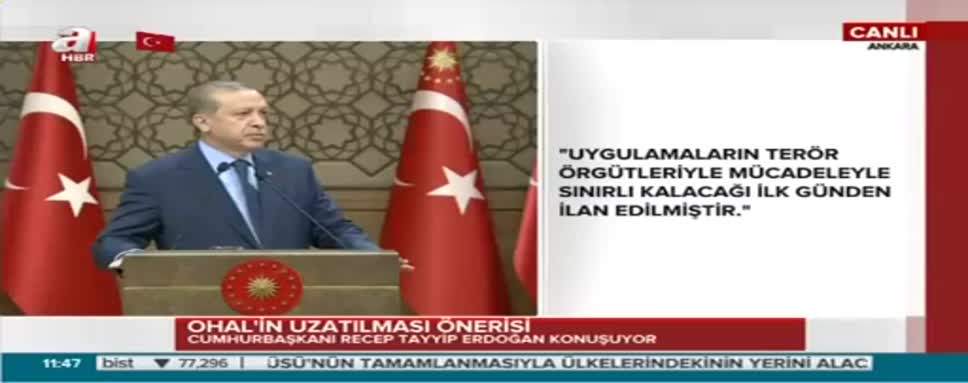 Erdoğan: OHAL'in uzatılmasını tavsiye ettik