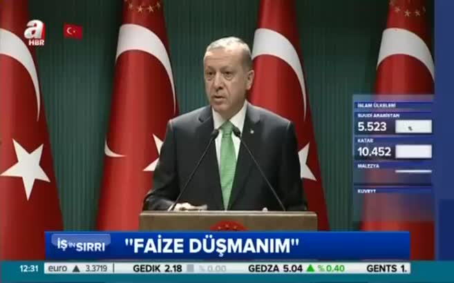 Cumhurbaşkanı Erdoğan: Faize düşmanım