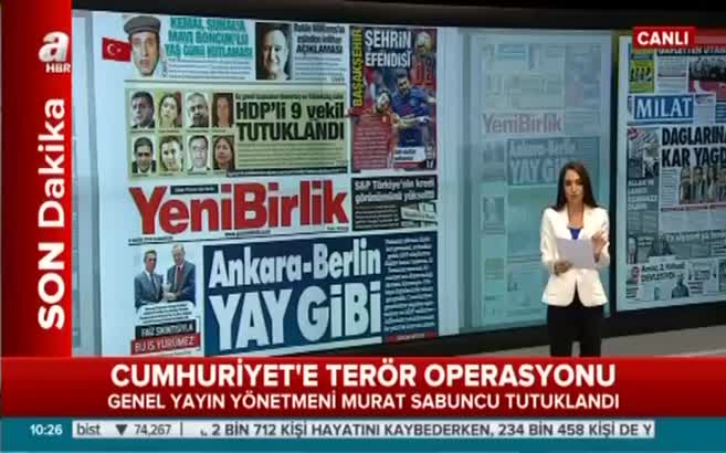 Cumhuriyet Gazetesi soruşturmasında 9 tutuklama!