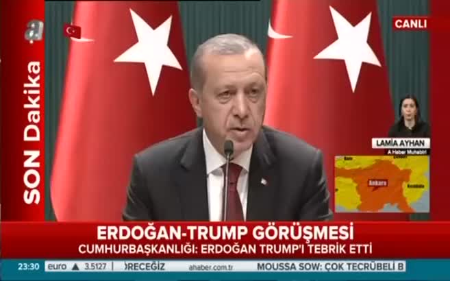 Cumhurbaşkanı Erdoğan'dan Trump'a tebrik