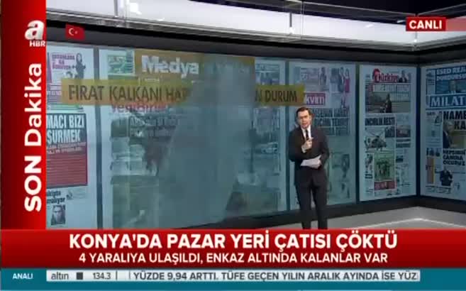 Konya'da pazar yeri çatısı çöktü
