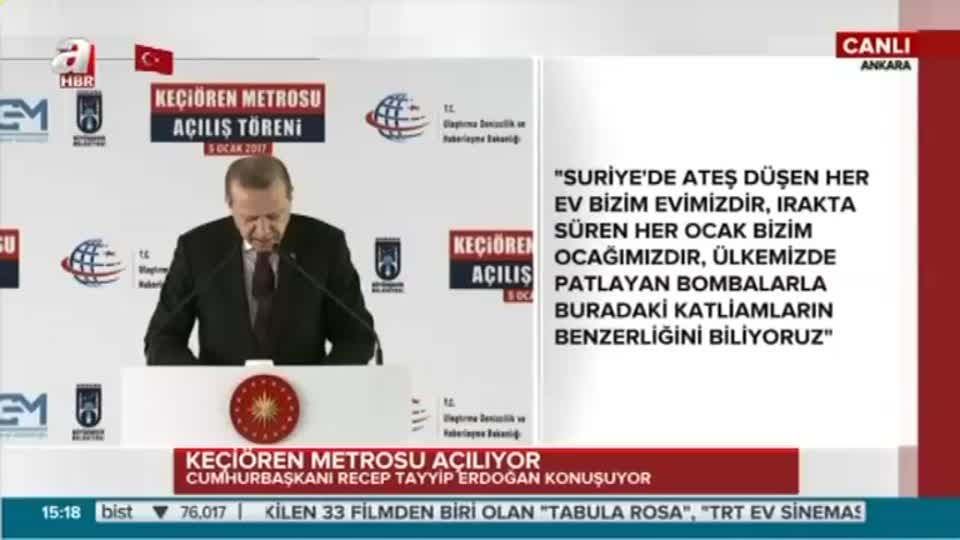 Cumhurbaşkanı Erdoğan Keçiören Metrosu açılışında müjdeyi verdi