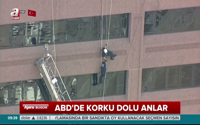Saatlerce binada asılı kaldı