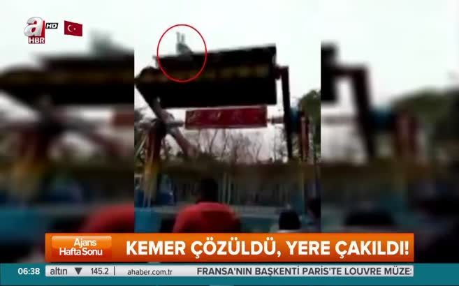 Lunaparkta kemer çözüldü, yere çakıldı!