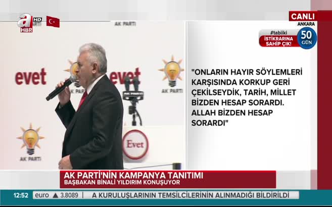 Başbakan: Kalpten 'evet' istiyoruz