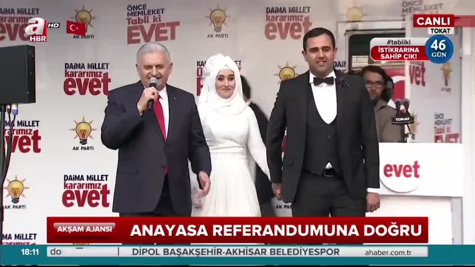 Başbakan Yıldırım miting meydanında nikah kıydı