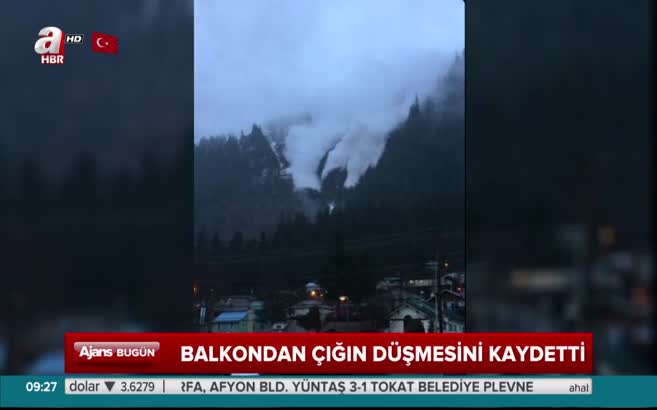 Balkondan çığın düşme anını kaydetti