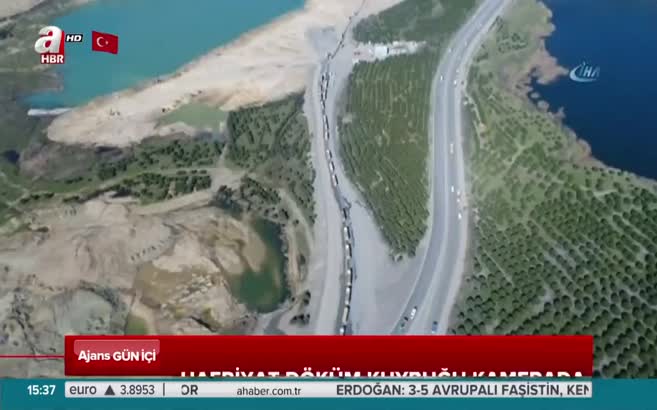 Hafriyat döküm kuyruğu kamerada!
