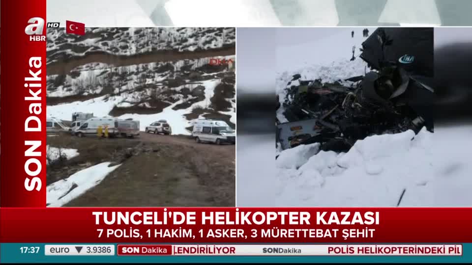 Tunceli'de düşen helikopterin ilk görüntüsü