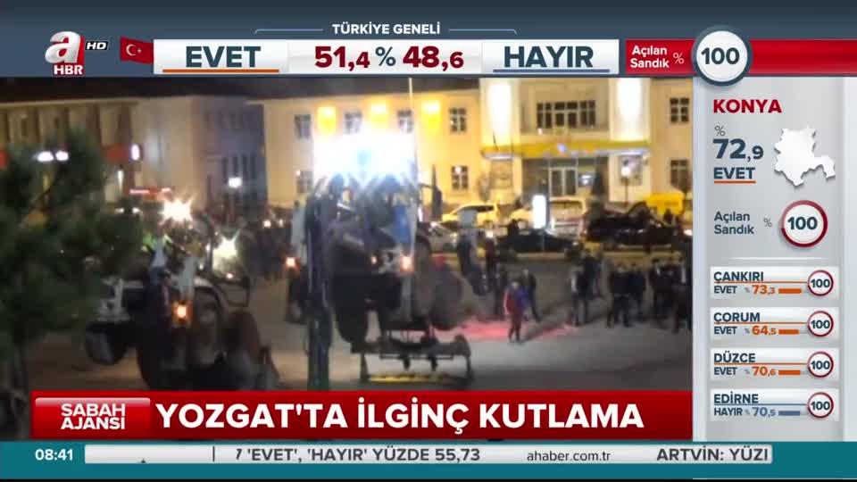 Yozgat'ta 'evet'i kepçelerle kutladılar