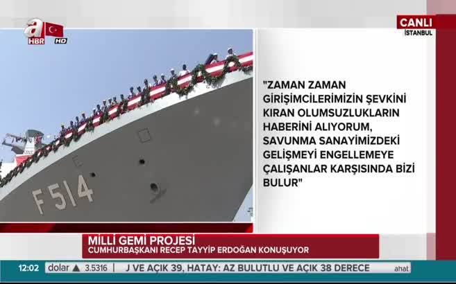 Erdoğan: Türkiye kendi uçak gemisini yapacak