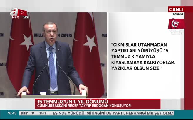 "Çanakkale şehitleri neyse 15 Temmuz şehitleri de odur"