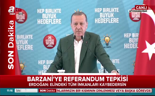Erdoğan'dan Barzani'ye uyarı