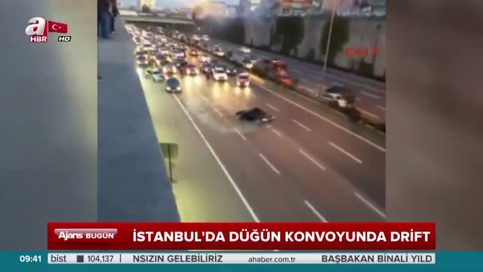 İstanbul’da düğün konvoyunda drift!