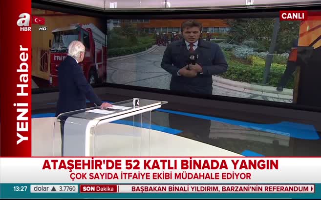 Ataşehir'de 52 katlı gökdelende yangın çıktı