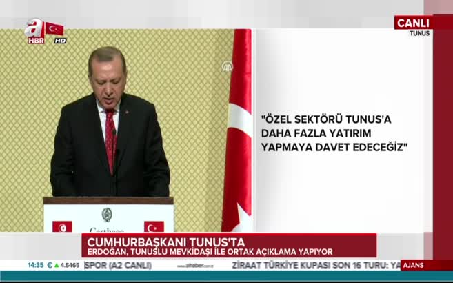 Erdoğan'dan Tunus'ta tek bayrak vurgusu
