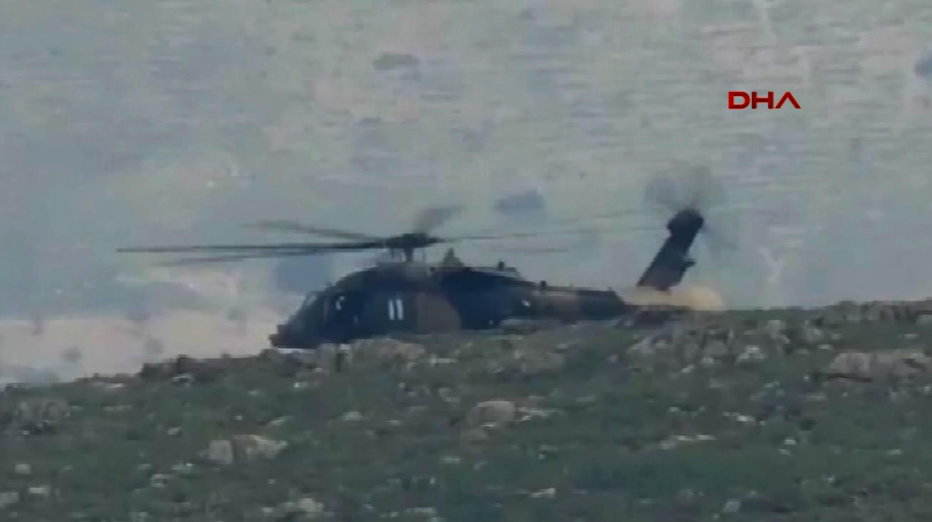 Helikopterin düşürüldüğü bölgeden ilk görüntüler