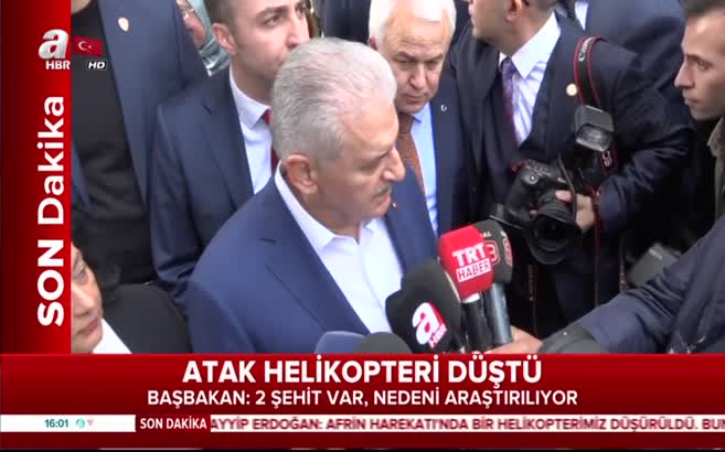 Başbakan'dan düşen helikopterle ilgili açıklama: 2 şehidimiz var