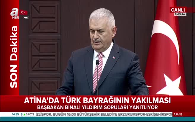 Başbakan Yıldırım'dan Yunanistan’da Türk bayrağına saldırıya sert tepki
