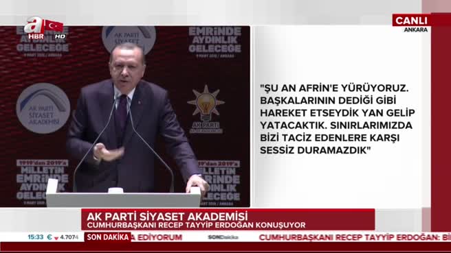 Cumhurbaşkanı Erdoğan: Afrin'e her an girebiliriz